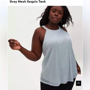 Torrid Grey Mesh Sequin Tank